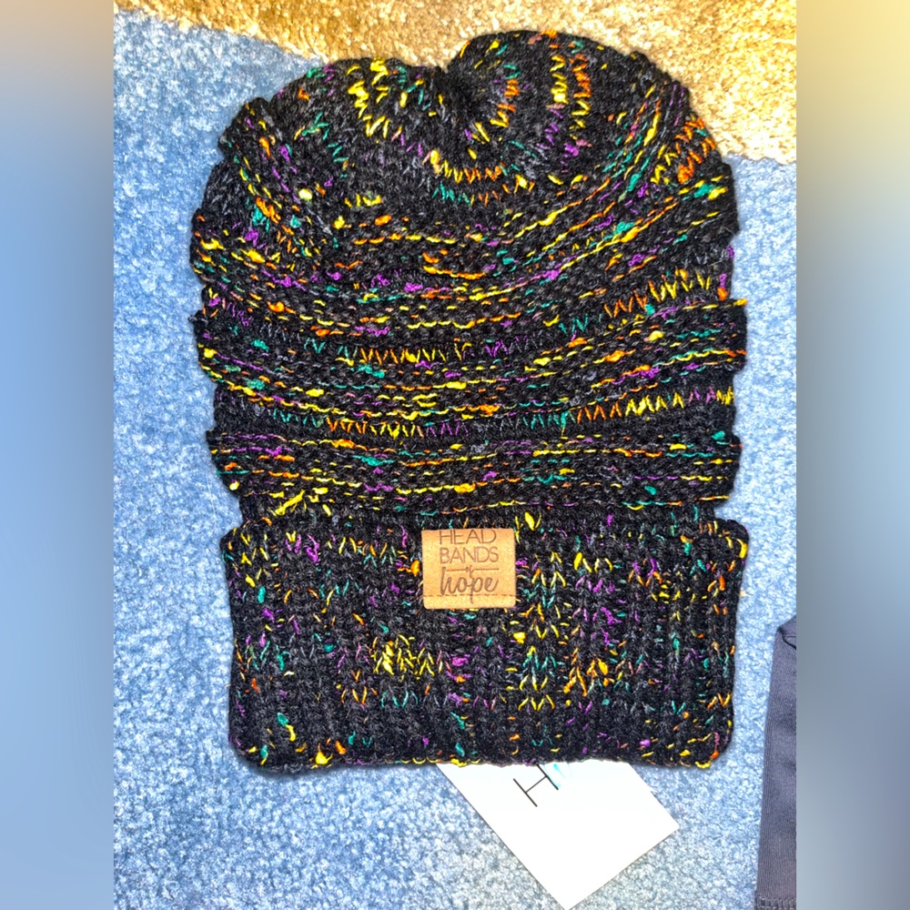 Multi- Colored Head Bands of Hope Knit Hat- **NEVER WORN**